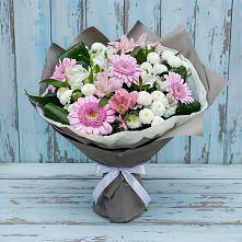 Букет цветов из:  Герберы, Альстромерии и Хризантемы #REPLACE_PRED# Боровский Тюменская область