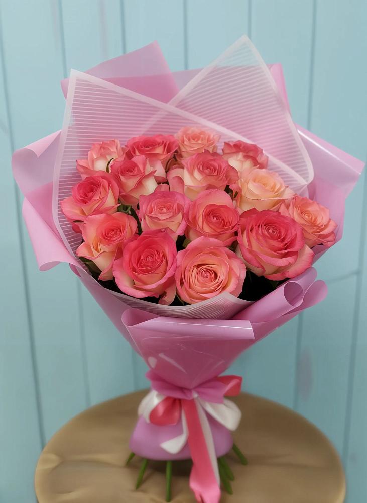 Букет 15 Розовых роз Равель в Боровский Тюменская область
