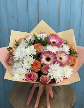 Букет цветов из:  Розы, Герберы и Хризантемы #REPLACE_PRED# Боровский Тюменская область
