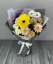 Букет цветов из:  Розы, Герберы и Хризантемы в Боровский Тюменская область