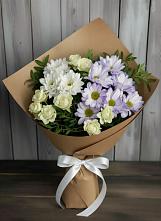 Букет цветов из:  Хризантемы и Розы в Боровский Тюменская область