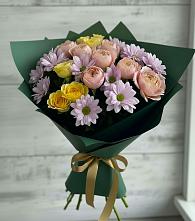 Букет цветов из:  Хризантемы и Розы в Боровский Тюменская область