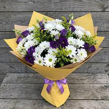 Букет цветов из:  Ирисы, Хризантемы и Ромашки в Боровский Тюменская область