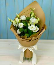 Букет цветов из:  Хризантемы и Лизиантусы в Боровский Тюменская область