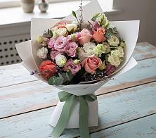 Букет цветов из:  Розы, Лизиантусы и Гвоздики #REPLACE_PRED# Боровский Тюменская область