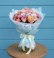 Букет цветов из:  Хризантемы и Розы в Боровский Тюменская область