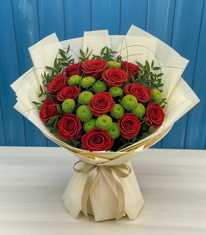 Букет цветов из: Розы и Хризантемы в Боровский Тюменская область