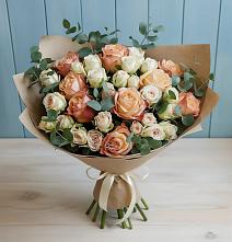 Букет цветов из:  Альстромерии и Розы в Боровский Тюменская область